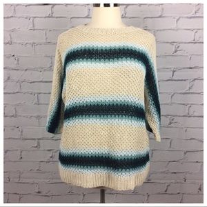 J.Jill Open Knit Striped Sweater, Size XL